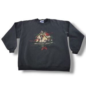 Vintage Endless Designs M Sweatshirt Size Medium Holiday Birds Birdhouse Graphic